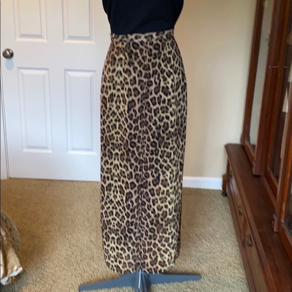 Leopard print full length pants with panels